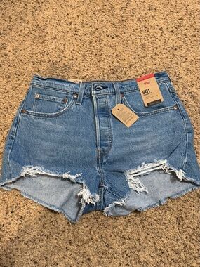 Levi's Women's Blue Distressed 501 Jean Shorts